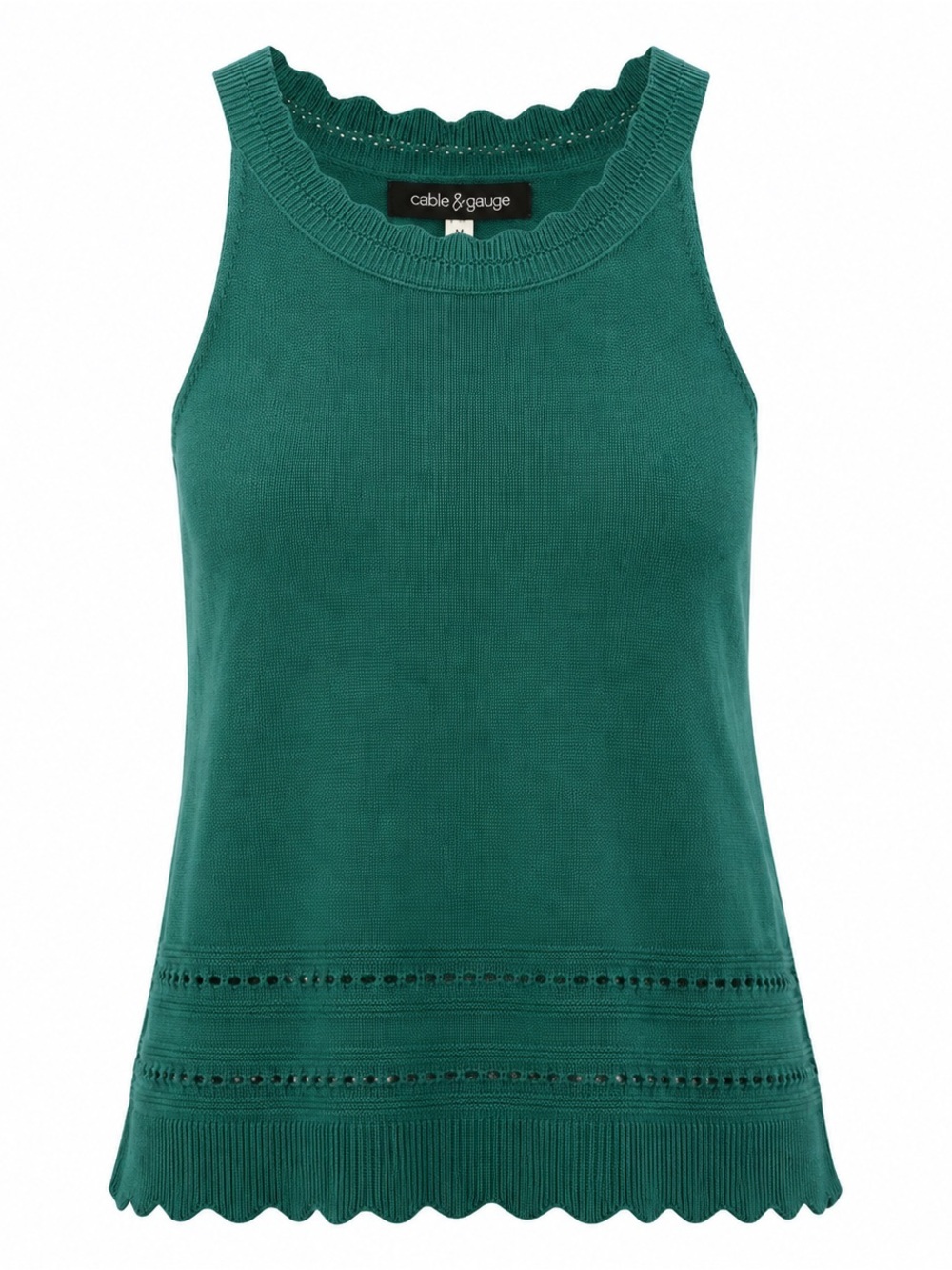 Cable & Gauge Pepper Green Knit Tank Top Womens Small Sleeveless